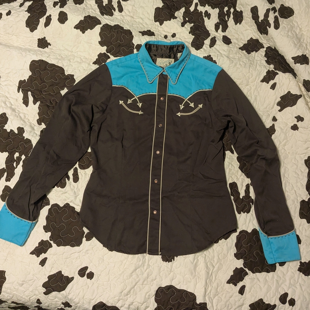 Roper Brown and Blue Button Down Shirt